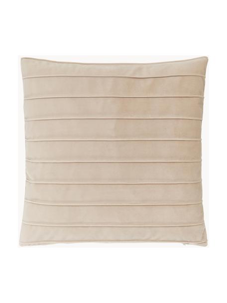 Samt-Kissenhülle Lola mit Strukturmuster, Samt (100 % Polyester), Beige, B 40 x L 40 cm