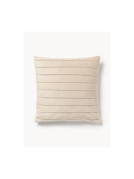 Fluwelen kussenhoes Lola met structuurpatroon, Fluweel (100% polyester), Beige, B 40 x L 40 cm