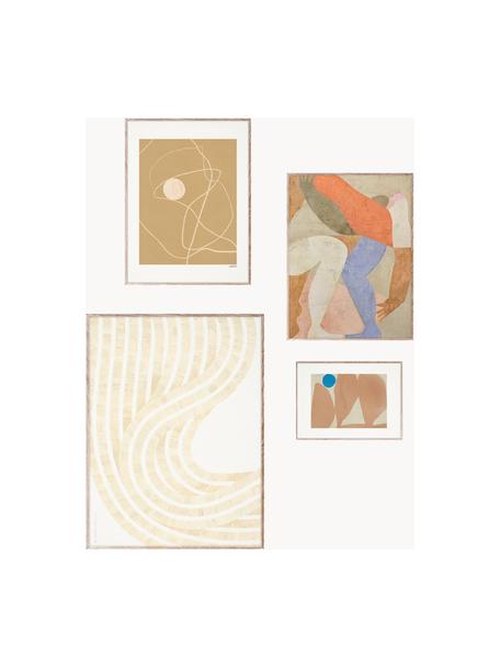 Set 4 poster con cornice Artwall no. 07, Cornice: legno di pino, Tonalità beige, multicolore, Set in varie misure