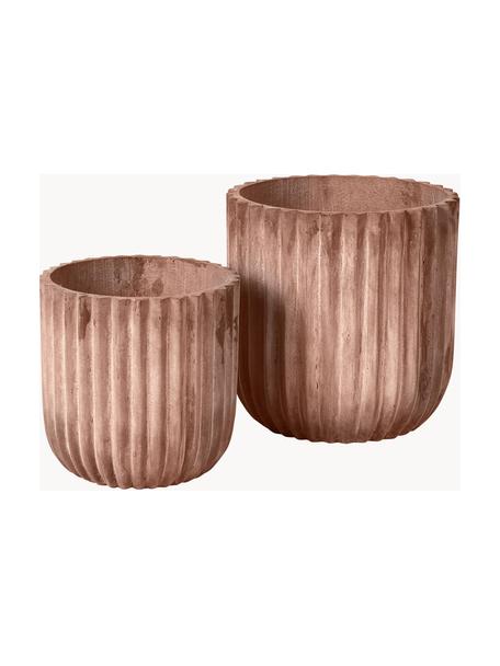 Pflanztöpfe-Set Fiber, 2-tlg., Faserton, Terrakotta, Set mit verschiedenen Größen