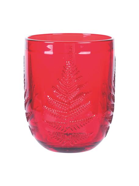 Sklenice na vodu s vánočním strukturálním vzorem Aspen, 6 ks, Sklo, Červená, Ø 8 x V 10 cm, 250 ml
