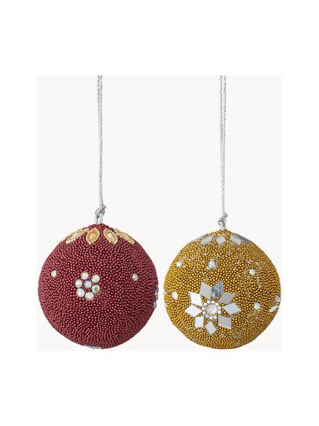 Bola de Navidad Tefa, 2 uds., Rojo, amarillo, Ø 7 x Al 7 cm