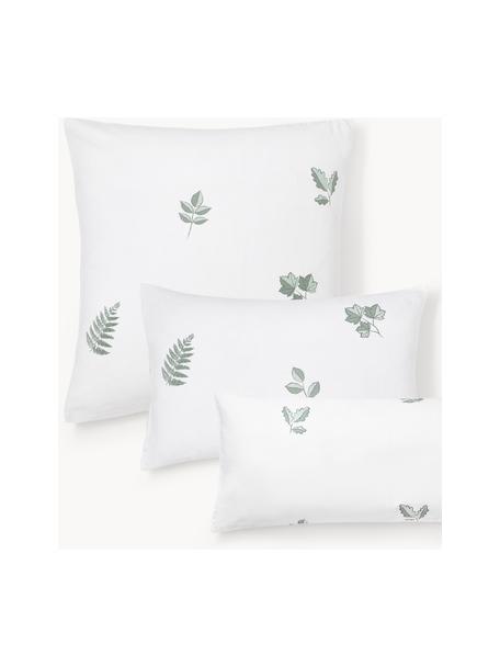 Funda de almohada franela Fraser, Blanco, verde salvia, An 50 x L 70 cm