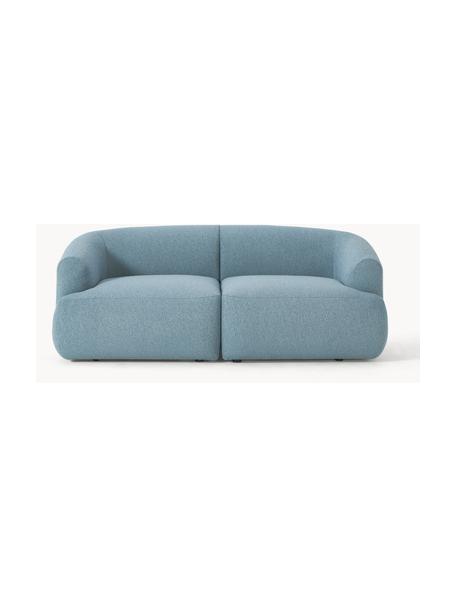 Sofa modułowa Bouclé Sofia (2-osobowa), Tapicerka: Bouclé (100% poliester) D, Stelaż: drewno świerkowe, płyta w, Nogi: tworzywo sztuczne Ten pro, Niebieski Bouclé, S 190 x G 103 cm