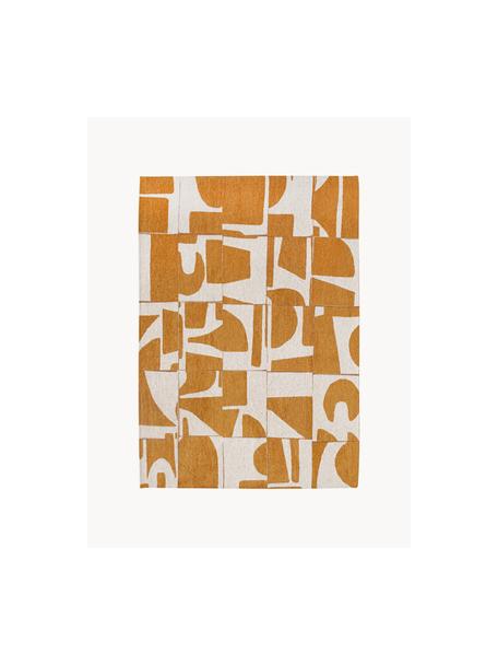 Tapis avec motif graphique Papercut, 100 % polyester, Ocre, blanc crème, larg. 140 x long. 200 cm (taille S)