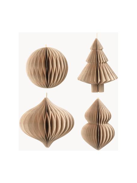 Baumanhänger Viola H 10 cm, 4er-Set, Papier, Beige, Ø 9 x H 10 cm