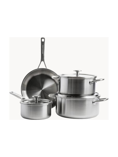 Kookset KitchenAid met 3 lagen, set van 7, Deksel: glas, Zilverkleurig, 7-delige set met verschillende formaten