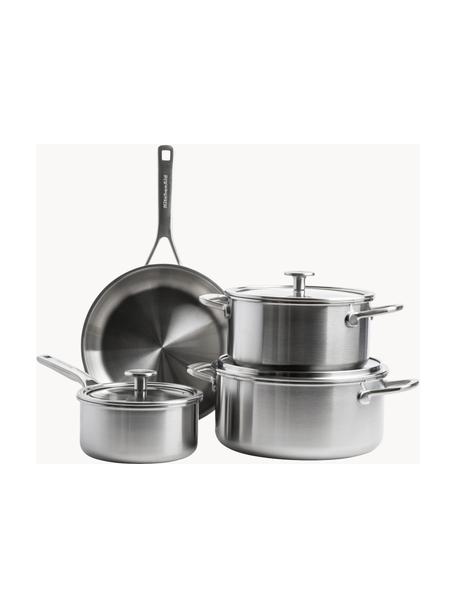 Ensemble poêle et casseroles 3 couches KitchenAid, 7 élém., Argenté, Lot de différentes tailles