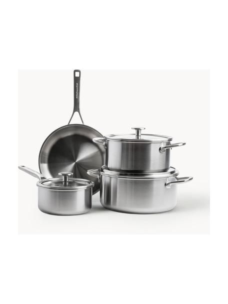 Batería de cocina de 3 capas KitchenAid, 7 pzas., Plateado, Set de diferentes tamaños