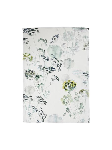Torchons en coton Herbier, 2 pièces, 100 % coton, Blanc, tons verts, larg. 50 x long. 70 cm