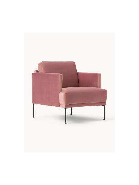 Samt-Sessel Fluente, Bezug: Samt (Hochwertiger Polyes, Gestell: Massives Kiefernholz, FSC, Beine: Metall, pulverbeschichtet, Samt Altrosa, B 74 x T 85 cm