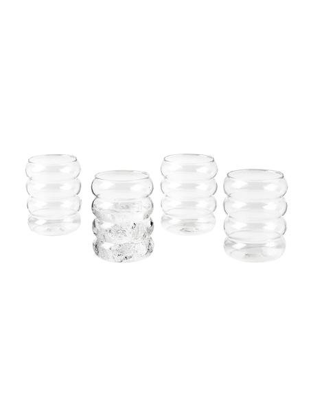 Mondgeblazen waterglazen Bubbly, 4 stuks, Borosilicaatglas, Transparant, Ø 8 x H 10 cm