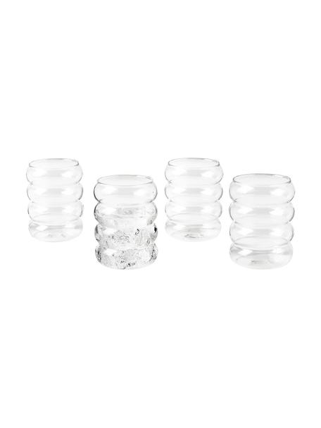 Vasos soplados artesanalmente Bubbly, 4 uds., Vidrio de borosilicato, Transparente, Ø 8 x Al 10 cm