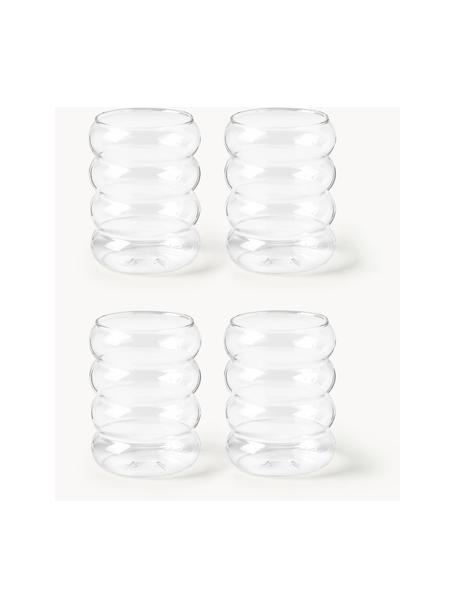 Mundgeblasene Wassergläser Bubbly, 4 Stück, Borosilikatglas, Transparent, Ø 8 x H 10 cm, 320 ml