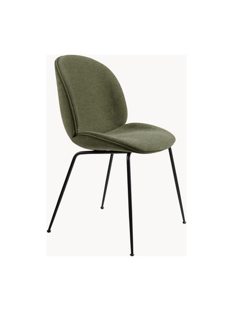 Čalouněná židle Beetle, Olivově zelená, matná černá, Š 56 cm, H 58 cm