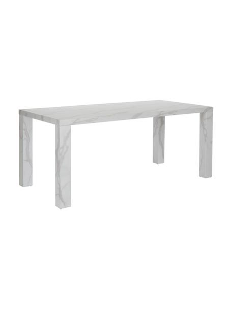 Esstisch Carl in Marmor-Optik, 180 x 90 cm, Mitteldichte Holzfaserplatte (MDF), mit lackbeschichtetem Papier in Marmor-Optik überzogen, Weiss, marmoriert, B 180 x T 90 cm