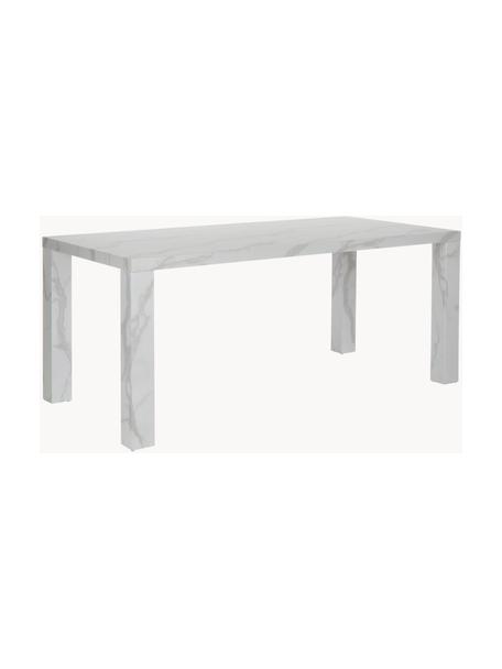 Jedálenský stôl so vzhľadom mramoru Carl, 180 x 90 cm, Drevovláknitá doska strednej hustoty (MDF) potiahnutá lakom pokrytým papierom so vzhľadom mramoru, Biela, mramorovaná, Š 180 x H 90 cm
