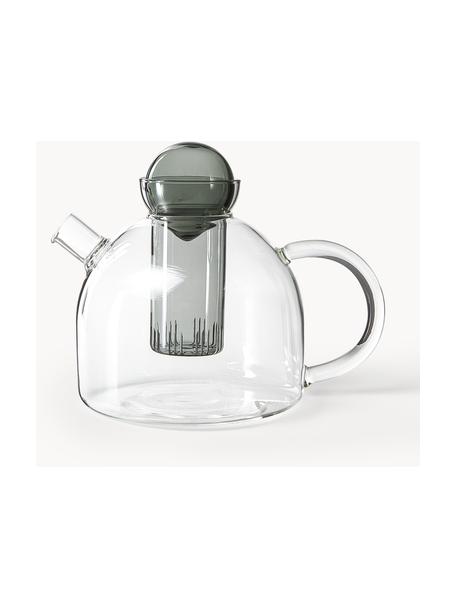 Mundgeblasene Teekanne Still, 1.3 L, Glas, Transparent, Anthrazit, 1.3 L