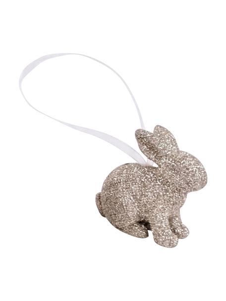Mini dekorativní králíčci Pailletti, 6 ks, Pryskyřice, Zlatá, bílá, Š 5 cm, V 6 cm