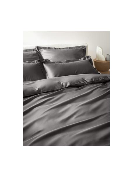 Satin-Bettdeckenbezug Premium aus Baumwolle in Grau, Webart: Satin Fadendichte 400 TC,, Grau, B 135 x L 200 cm