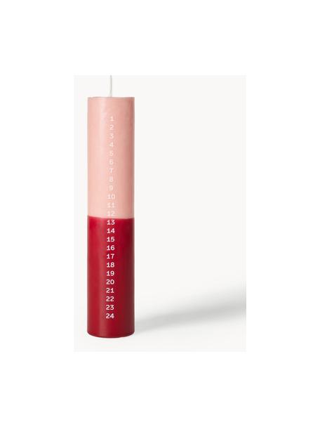 Bougie de l'Avent Duo, Stéarine pure, Rouge, rose pâle, Ø 5 x haut. 25 cm