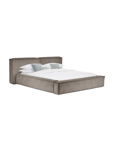 Polsterbett Lennon aus Cord mit Stauraumfunktion, Bezug: Cord (98% Polyester, 2% P, Gestell: Massives Kiefernholz, FSC, Füße: Holz, FSC-zertifiziert, K, Cord Braun, B 140 x L 200 cm