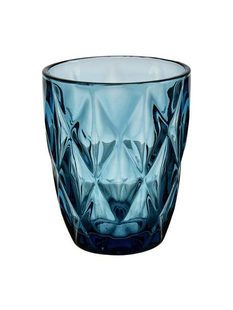 Verres à eau avec embossage décoratif Colorado, 4 pièces, Verre, Bleu, Ø 8 x haut. 10 cm, 260 ml