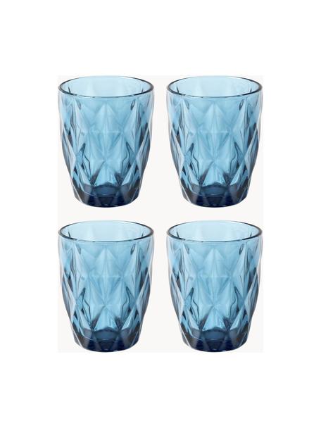 Vasos de agua con patrón texturizado Colorado, 4 uds., Azul, transparente, Ø 8 x Al 10 cm, 260 ml