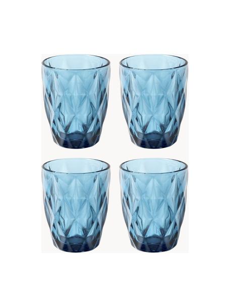 Verres à eau avec embossage décoratif Colorado, 4 pièces, Bleu, Ø 8 x haut. 10 cm, 260 ml