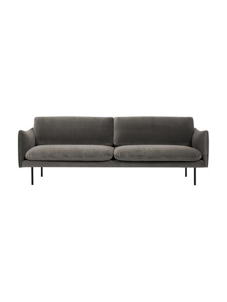 Samt-Sofa Moby (3-Sitzer) mit Metall-Füssen, Bezug: Samt (Hochwertiger Polyes, Gestell: Massives Kiefernholz, FSC, Samt Braungrau, B 220 x T 95 cm