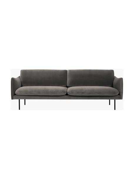 Samt-Sofa Moby (3-Sitzer), Bezug: Samt (Hochwertiger Polyes, Gestell: Massives Kiefernholz, FSC, Füße: Metall, pulverbeschichtet, Samt Taupe, B 220 x T 95 cm