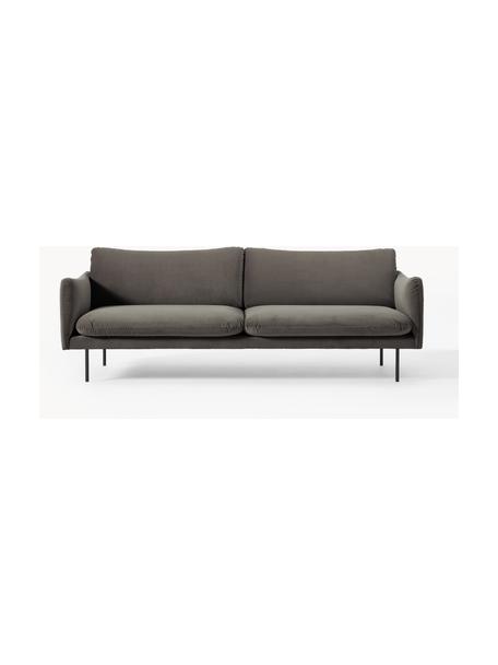 Samt-Sofa Moby (3-Sitzer), Bezug: Samt (Hochwertiger Polyes, Gestell: Massives Kiefernholz, Füße: Metall, pulverbeschichtet, Samt Taupe, B 220 x T 95 cm