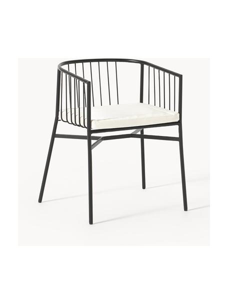 Sedia con braccioli da giardino Connor, Rivestimento: 60 % poliestere, 40 % cot, Struttura: metallo verniciato a polv, Rivestimento: schiuma, Nero, bianco latte, Larg. 58 x Prof. 55 cm