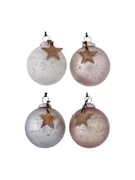 Boule de Noël Calada Ø 10 cm, 4 élém., Blanc, rose, lilas, Ø 10 cm
