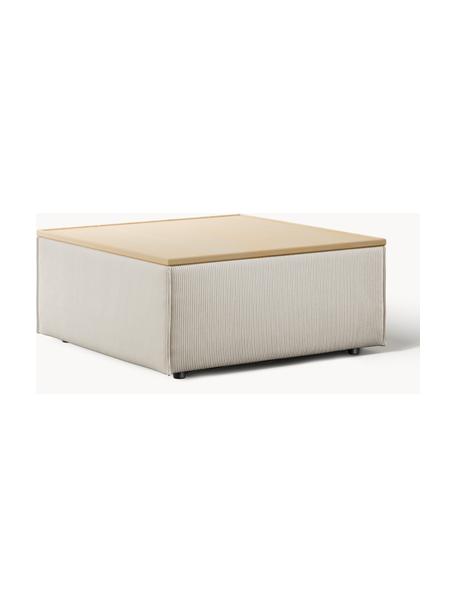 Sofa-Hocker Lennon aus Cord mit Stauraum, Bezug: Cord (92 % Polyester, 8 %, Tablett: Eichenholz, Spannplatte m, Gestell: Spanplatte, mitteldichte , Füße: Kunststoff Dieses Produkt, Cord Hellbeige, helles Eichenholz, B 88 x T 88 cm