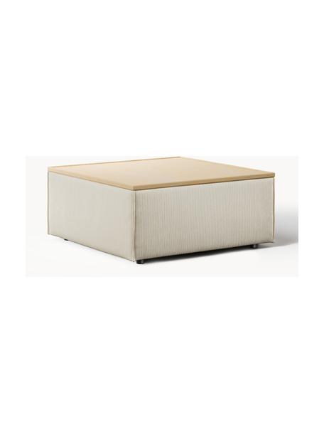 Sofa-Hocker Lennon aus Cord mit Stauraum, Bezug: Cord (92 % Polyester, 8 %, Tablett: Eichenholz, Spannplatte m, Gestell: Spanplatte, mitteldichte , Füße: Kunststoff Dieses Produkt, Cord Hellbeige, helles Eichenholz, B 88 x T 88 cm