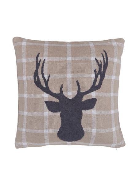 Károvaný povlak na polštář Deer, 100% česaná bavlna, Béžová, Š 40 cm, D 40 cm