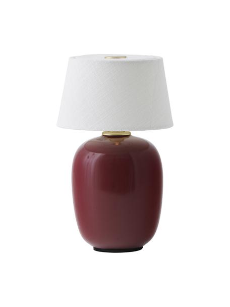 Lampada da tavolo dimmerabile bordeaux con porta USB Nusa, Paralume: tessuto, Base della lampada: ceramica, Bianco, vino rosso, Ø 12 x Alt. 20 cm