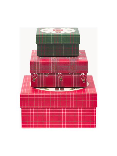 Geschenkboxen-Set Nussknacker, 3-tlg., Papier, Rot, Grün, Beige, Set mit verschiedenen Grössen