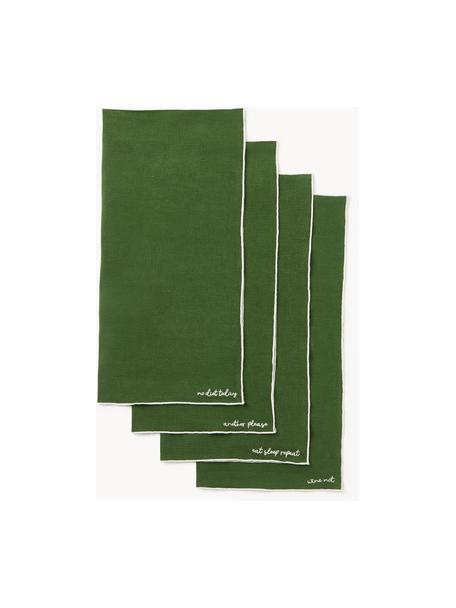 Serviettes en lin avec broderie Cosmo, 4 pièces, 100 % coton

Le matériau est certifié STANDARD 100 OEKO-TEX®, 4854CIT, CITEVE, Vert foncé, larg. 45 x long. 45 cm