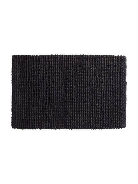 Ručne tkaná rohožka s reliéfnou štruktúrou Lara, 100 % juta, Čierna, Š 60 x D 90 cm