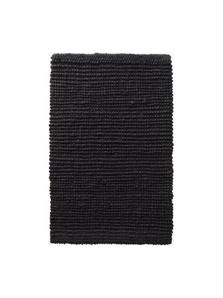 Handgeweven deurmat Lara met verhoogd hoog-laag structuur, 100% jute, Zwart, B 60 x L 90 cm
