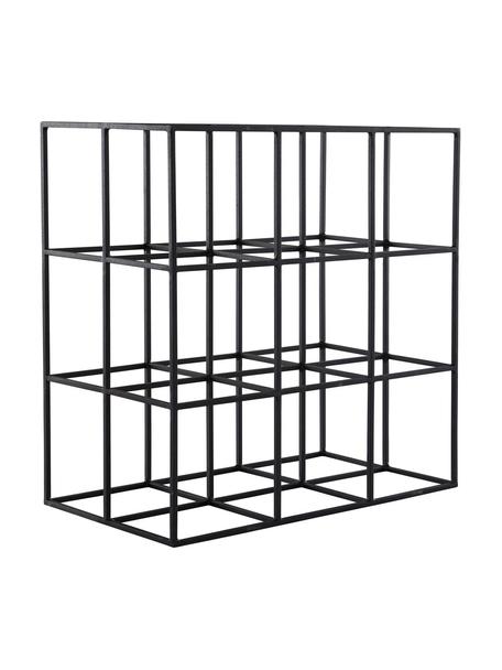 Stojak na wino na 9 butelek Vinnie, Metal lakierowany, Czarny, matowy, S 37 x W 37 cm