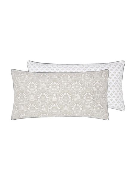Dwustronna poszewka na poduszkę z bawełny organicznej Tiara, 2 szt., Taupe, kremowobiały, S 40 x D 80 cm