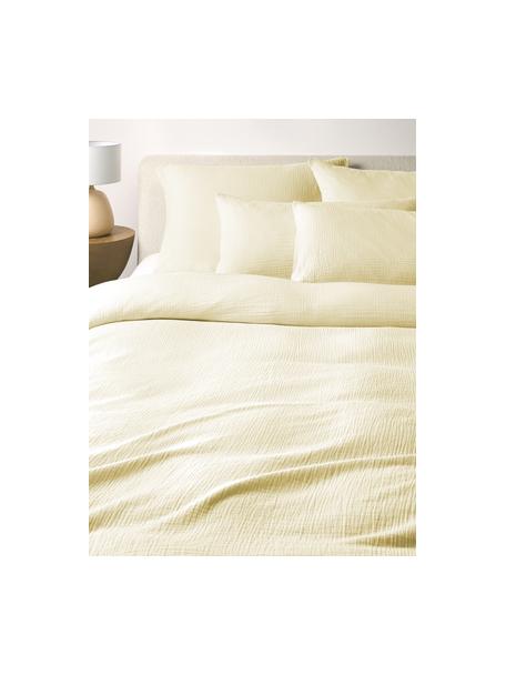 Poszwa na kołdrę z muślinu bawełnianego Odile, Żółty, S 155 x D 220 cm