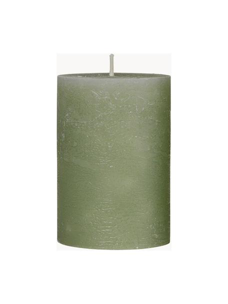 Ručne vyrobená veľká sviečka Rustic, Repkový vosk, Olivovozelená, Ø 7 x V 10 cm