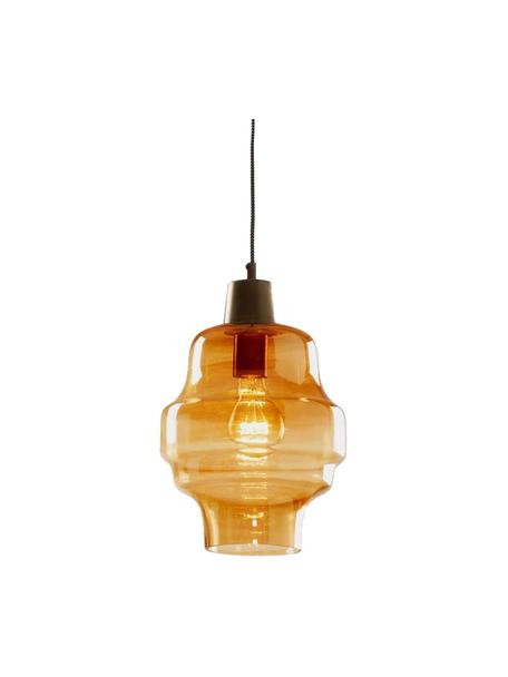 Kleine hanglamp Covell in amberkleur, Lampenkap: glas, Baldakijn: gecoat metaal, Amberkleurig, transparant, Ø 23 x H 33 cm