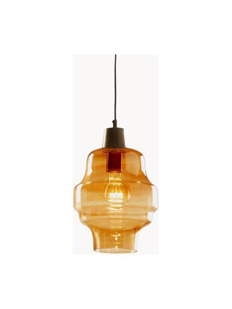 Lampada a sospensione piccola Covell, Paralume: vetro, Baldacchino: metallo rivestito, Ambrato, nero, Ø 23 x Alt. 33 cm