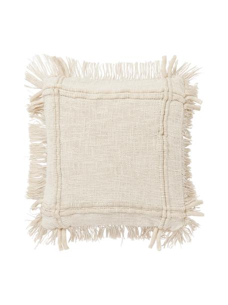 Ručně vyrobený bavlněný povlak na polštář s třásněmi Catalina, Béžová, Š 45 cm, D 45 cm