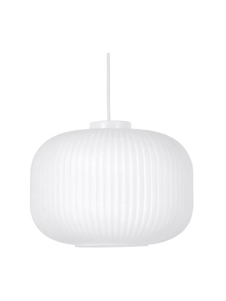 Pendelleuchte Milford aus Opalglas, Lampenschirm: Opalglas, mundgeblasen, Baldachin: Metall, beschichtet, Weiß, Ø 30 x H 24 cm